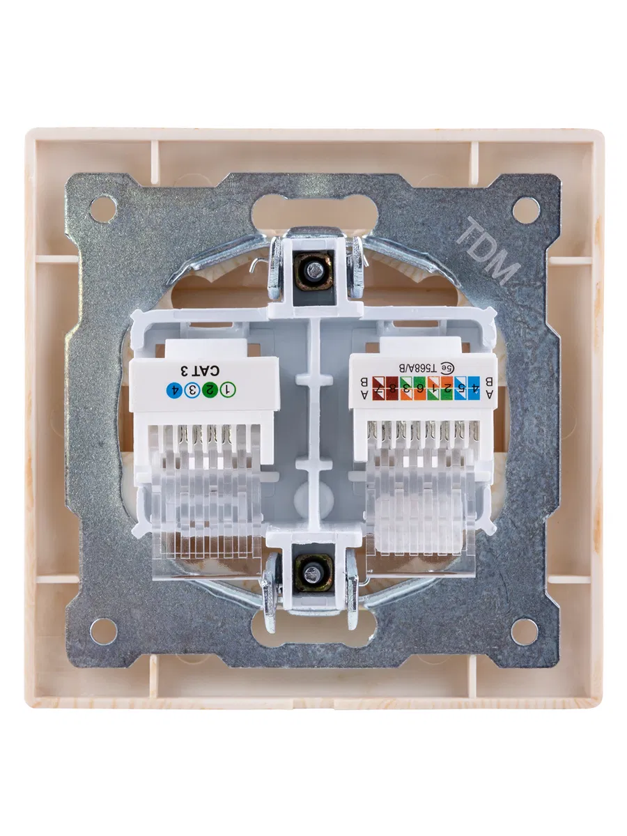 Розетка телефонная RJ11 + компьютерная RJ45 сосна "Лама" TDM SQ1815-0319
