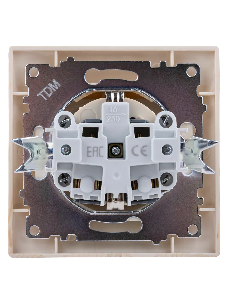 Розетка 2П+З 16А 250В IP44 с крышкой сосна "Лама" TDM SQ1815-0326