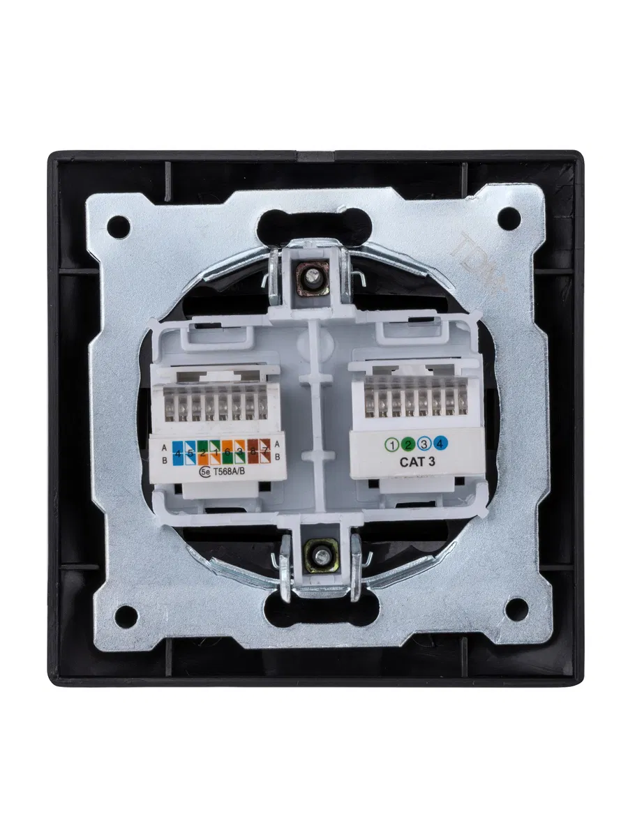 Розетка телефонная RJ11 + компьютерная RJ45 графит "Лама" TDM SQ1815-0619