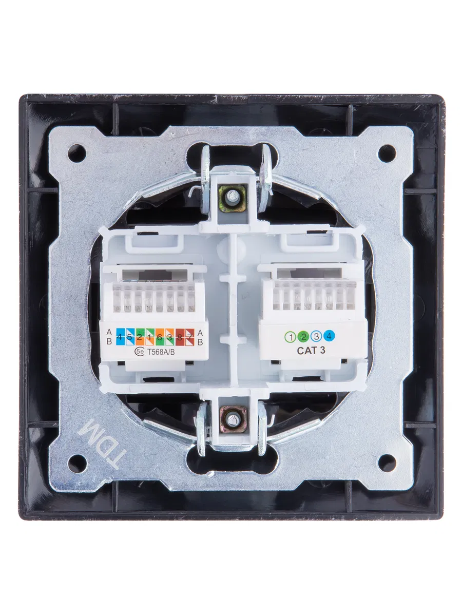 Розетка телефонная RJ11 + компьютерная RJ45 старинное серебро "Лама" TDM SQ1815-0660