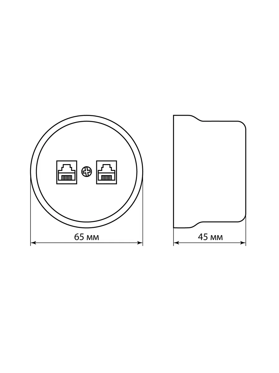 Розетка телефонная RJ11 + компьютерная RJ45 белая «Болонь» TDM SQ1820-0052