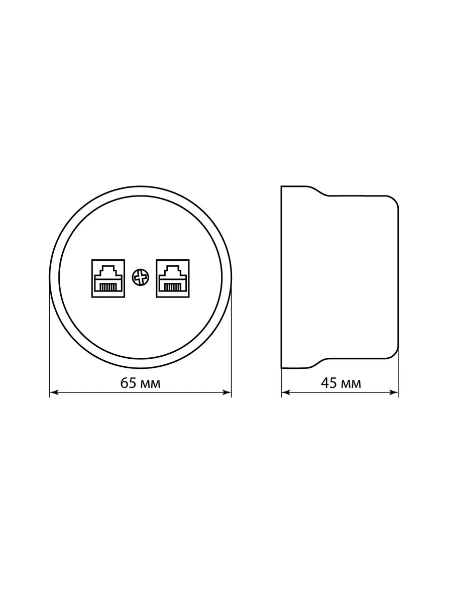 Розетка телефонная RJ11 + компьютерная RJ45 сл. кость «Болонь» TDM SQ1820-0352