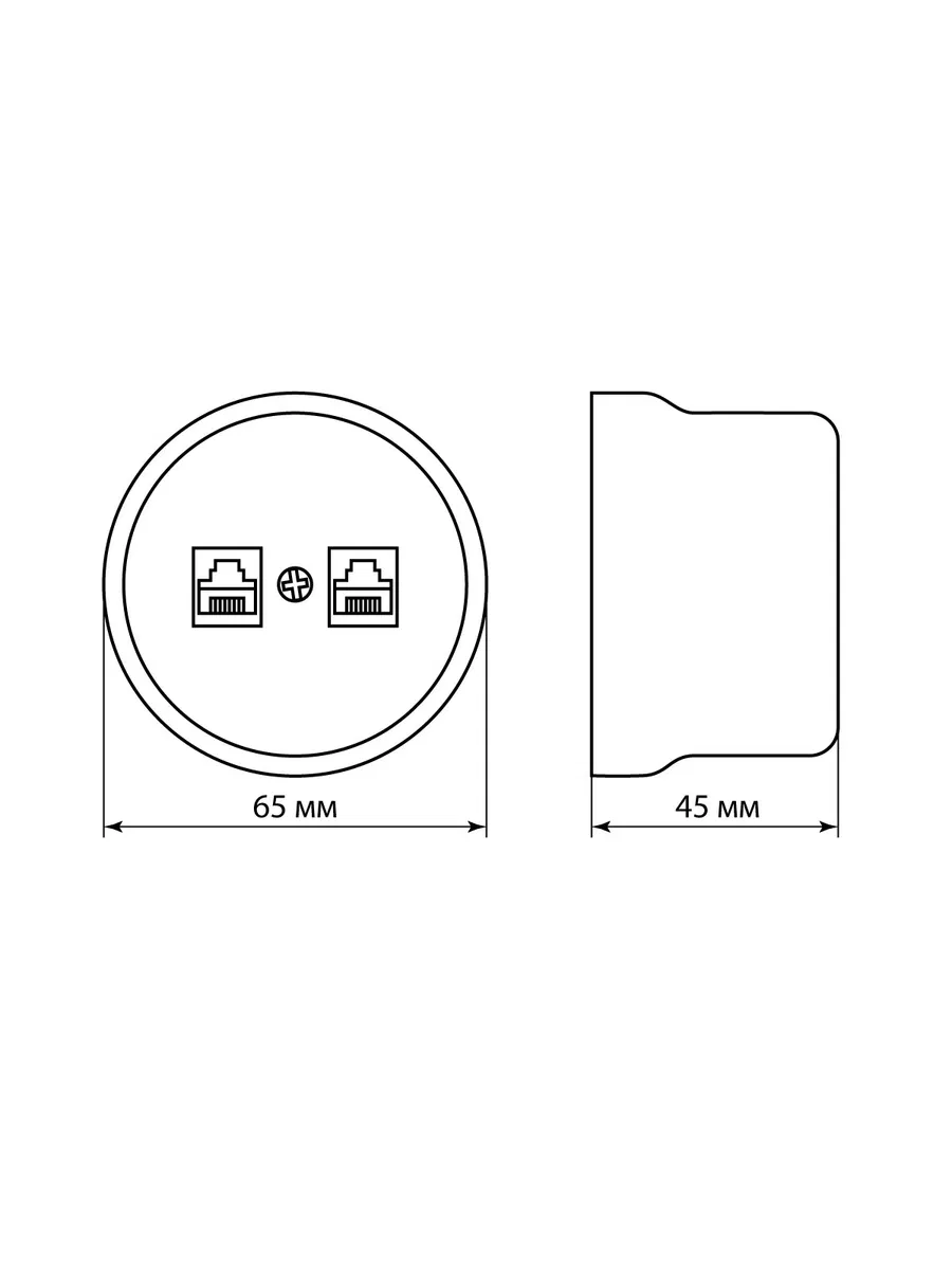 Розетка двойная компьютерная RJ45 коричневая «Болонь» TDM SQ1820-0451