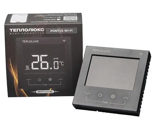 Терморегулятор электронный Pontus wi-fi Space черн. Теплолюкс 100037059600