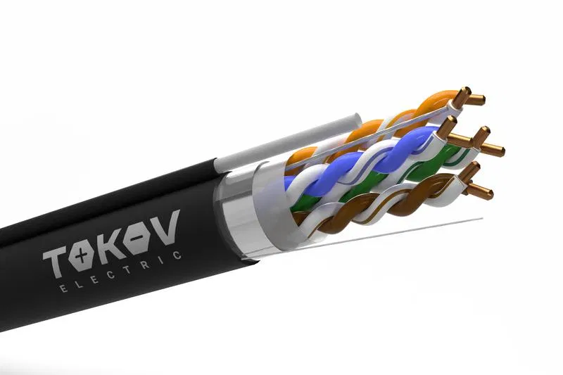 F/UTP 双绞线电缆 4х2x24AWG(0.48mm) + 1.2mm 绳索 Cat.5E PE outdoor Fluke tested 305m (m) TOKOV ELECTRIC TKE-C05-F42-5E-RU-ODC