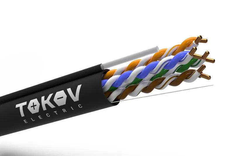 U/UTP twisted pair cable 4x2x24AWG(0.48mm) + rope cat.5E PE outdoor Fluke tested 305m (m) TOKOV ELECTRIC TKE-C05-U42-5E-305-ODC
