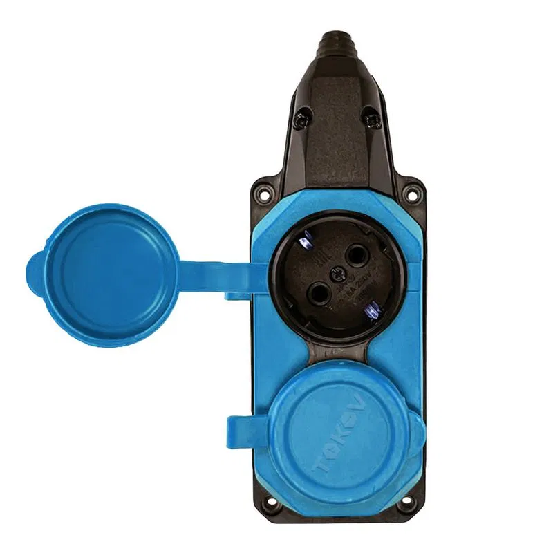 Колодка удлинителя 2-м с заземл. 16А IP44 каучук син. TOKOV TKE-C08-KK2-Z TOKOV ELECTRIC