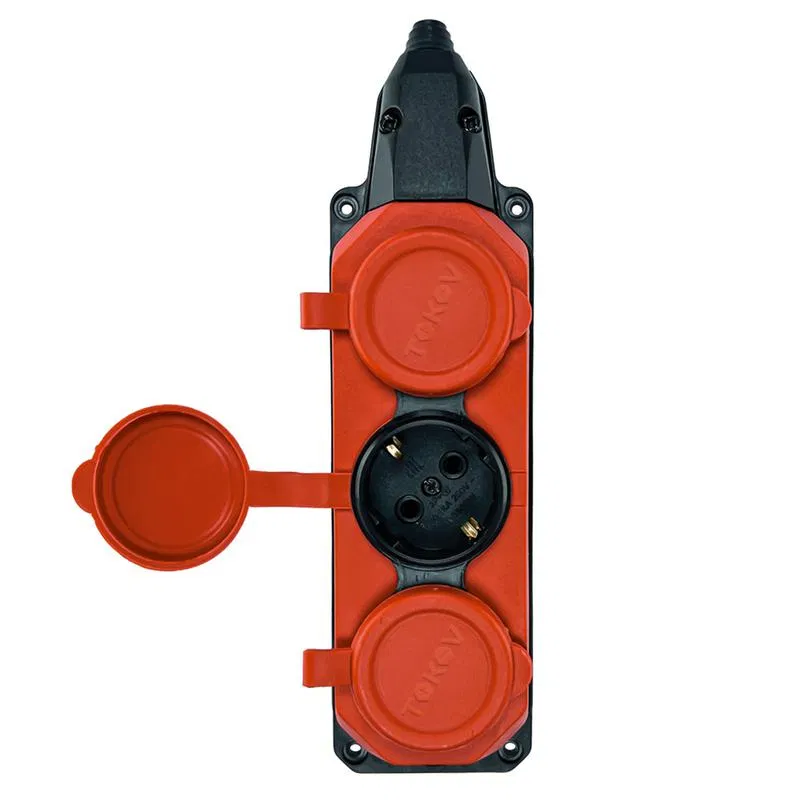 Колодка удлинителя 3-м с заземл. 16А IP44 каучук красн. TOKOV TKE-C13-KK3-Z TOKOV ELECTRIC