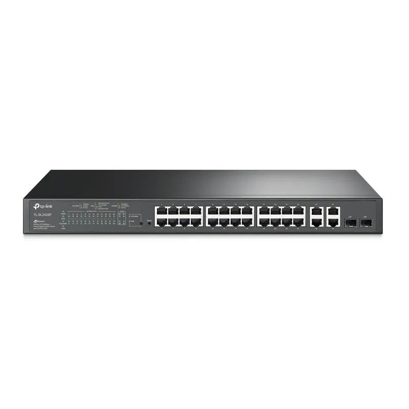 Коммутатор TL-SL2428P JetStream Smart с 24 портами 10/100Мбит/с 4 гигабитными портами и 24 портами PoE+ TP-Link 1814759
