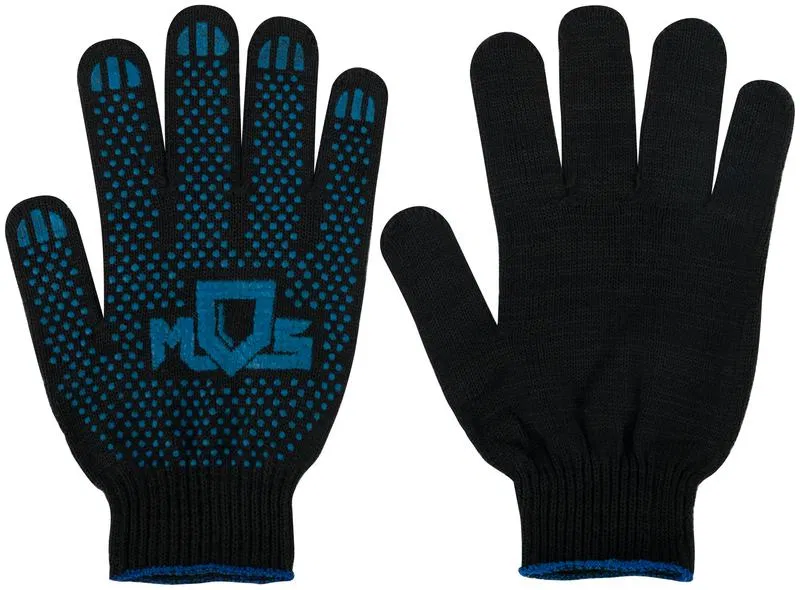 Knitted reinforced gloves (5 threads) cotton with PVC black 12497