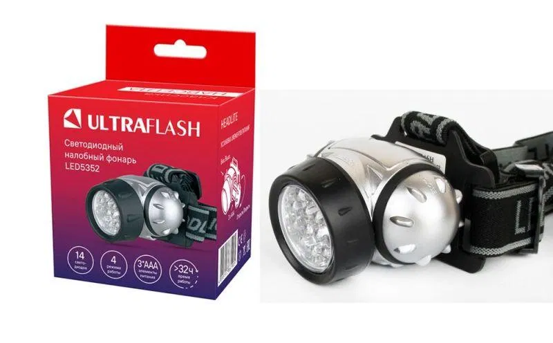 LED 头灯 5352 14LED 4种模式 3хR03 metallic Ultraflash 10261