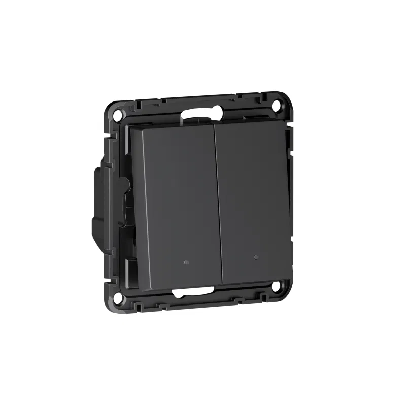 Выключатель 2-кл. СП ATLASDESIGN SMART 10А IP21 Zigbee сх.1 L(N) с опциональной нейтралью механизм карбон Умный дом Sber & SE ATN001017Z Умный дом Sber & Systeme Electric