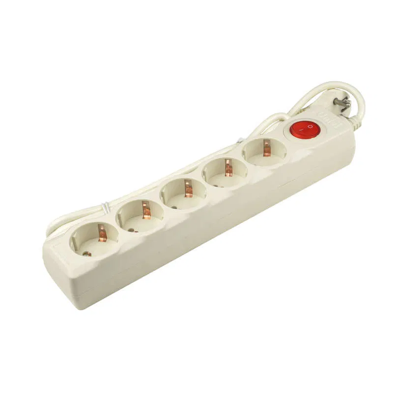 带电源保护器的延长线 5x1.5m 带接地 10A Universal SGSU5-1.5 IVORY PVS 3x0.75 过压及短路保护 Uniel UL-00001742