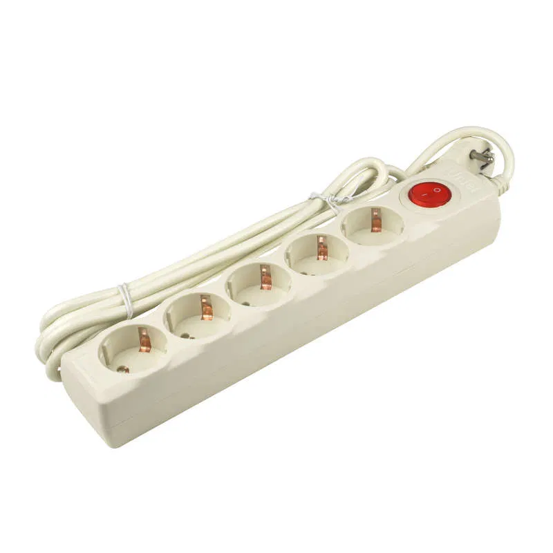 Extension cord with surge protector 5x3m with grounding 10A Universal SGSU5-3 IVORY PVS 3x0.75 overvoltage and short circuit protection Uniel UL-00001745