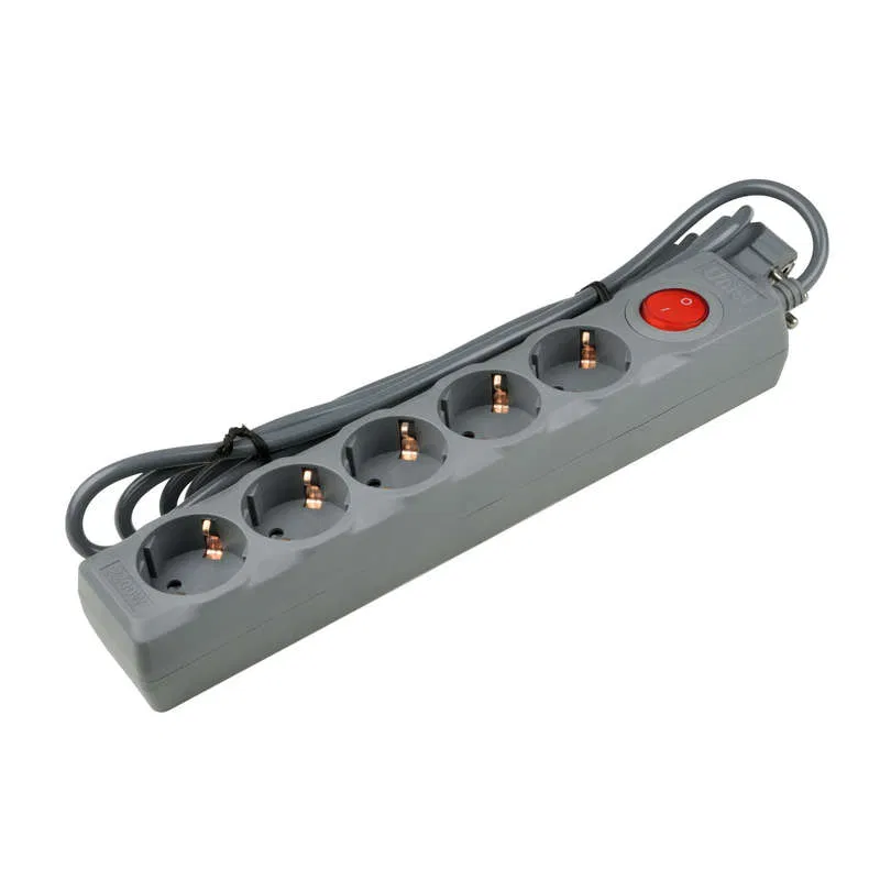 带电源滤波器延长线 5x5m 带接地 10A Universal SGSU5-5 GREY PVS 3x0.75 过压及短路保护 Uniel UL-00001749