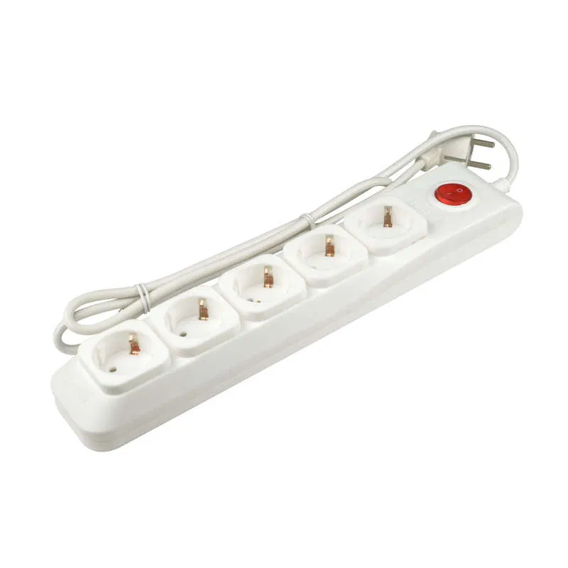 Extension cord with surge protector 5x3m with grounding 10A Lux SGSL5-3 WHITE PVS 3x0.75 overvoltage and short circuit protection Uniel UL-00001753