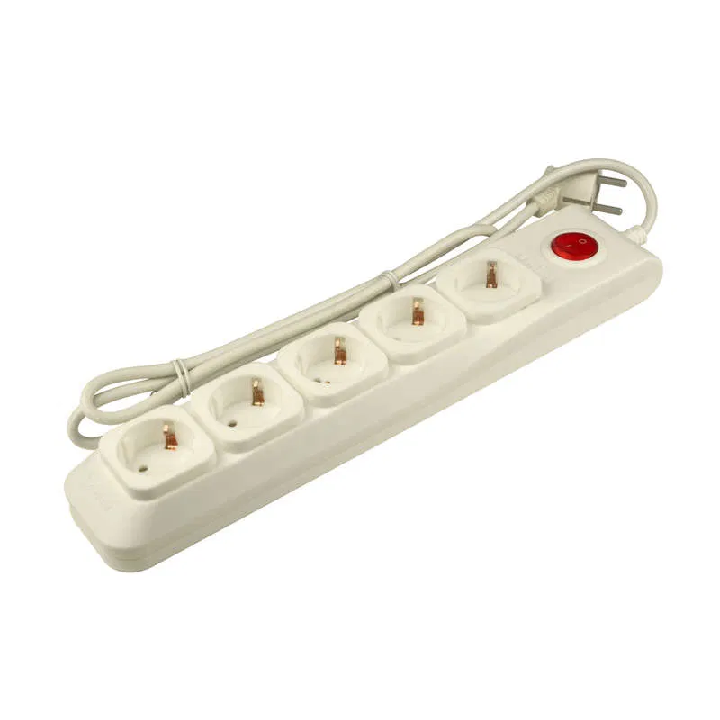Extension cord with surge protector 5x5m with grounding 10A Lux SGSL5-5 IVORY PVS 3x0.75 overvoltage and short circuit protection Uniel UL-00001757