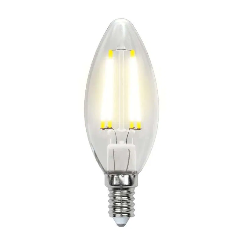 Лампа светодиодная LED-C35-5W/WW/E14/CL/MB GLM10TR форма "свеча" прозр. Multibright свет теплый бел. 3000К 100-50-10 упак. картон Uniel UL-00002367