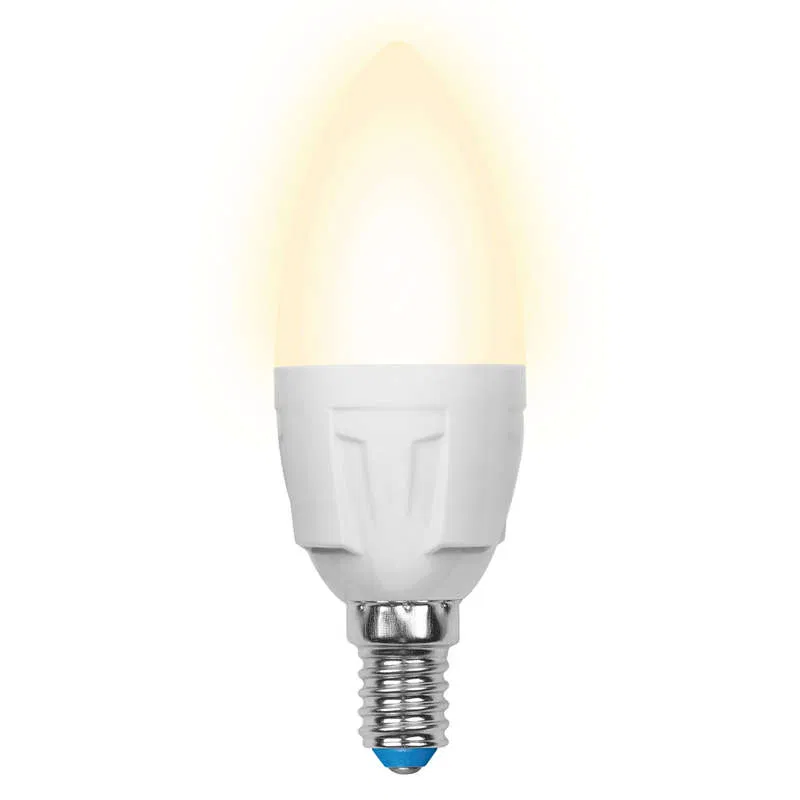 Лампа светодиодная LED-C37 7W/WW/E14/FR PLP01WH Яркая 7Вт свеча матовая 3000К тепл. бел. E14 (упак. картон) Uniel UL-00002413