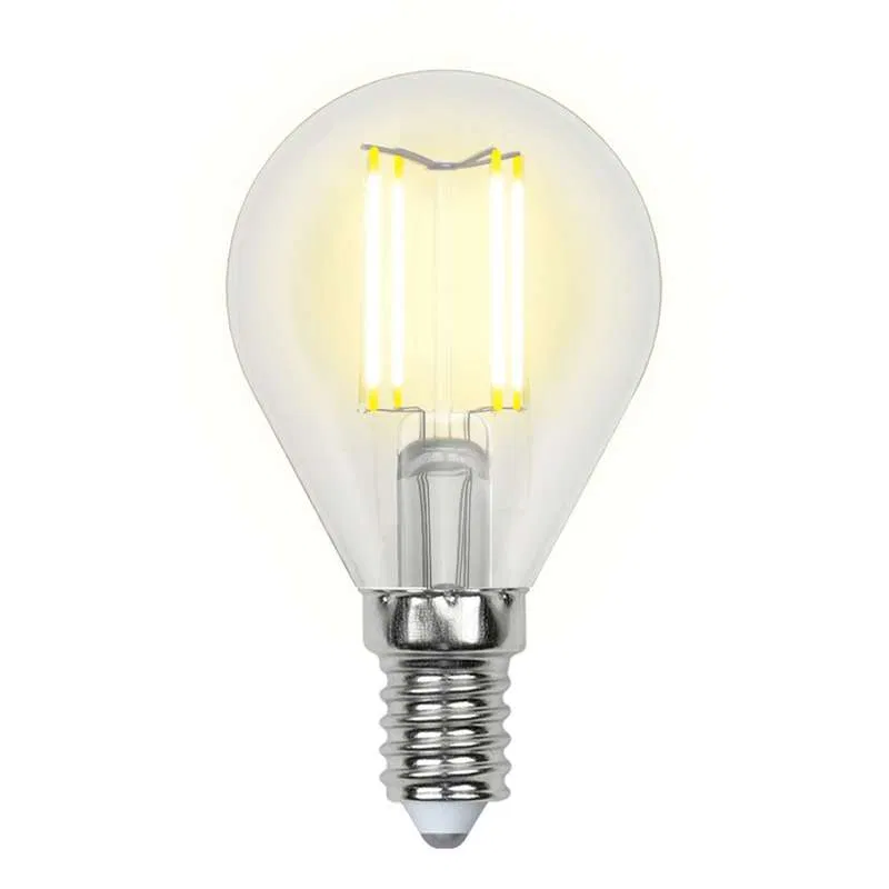 Лампа светодиодная LED-G45-5W/WW/E14/CL/DIM GLA01TR форма "шар" прозр. Air свет теплый бел. 3000К диммир. упак. картон Uniel UL-00002866