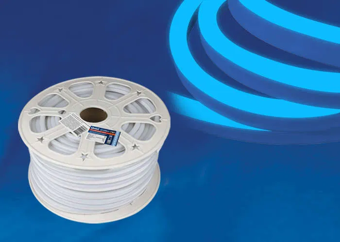 Лента светодиодная ULS-N21-2835-120LED/m-8mm-IP67-220V-8W/m-50M-BLUE NEON 120LED/м син. 8Вт/м IP67 220 8мм гибкая герметичная (уп.50м) Uniel UL-00002926