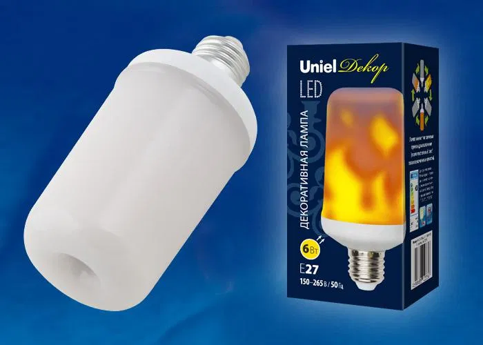 LED lamp LED-L60-6W-FLAME-E27-FR PLD01WH 6W matte E27 decorative (cardboard pack) Uniel UL-00003360