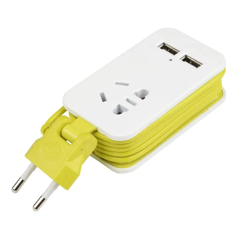 Extension cord 1x15m without grounding Travel S-CT1-15U WHITE/GREEN LM 2USBx11A white with salad Uniel UL-00003429