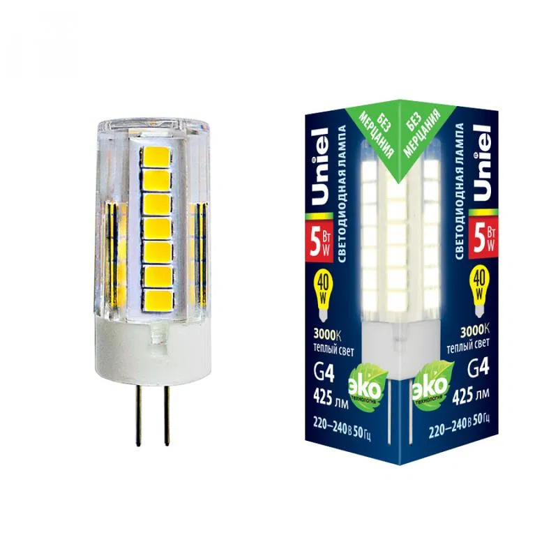 LED-JC-220/5W/3000K/G4/CL GLZ09TR 3000K 纸盒透明包装 Uniel UL-00006744