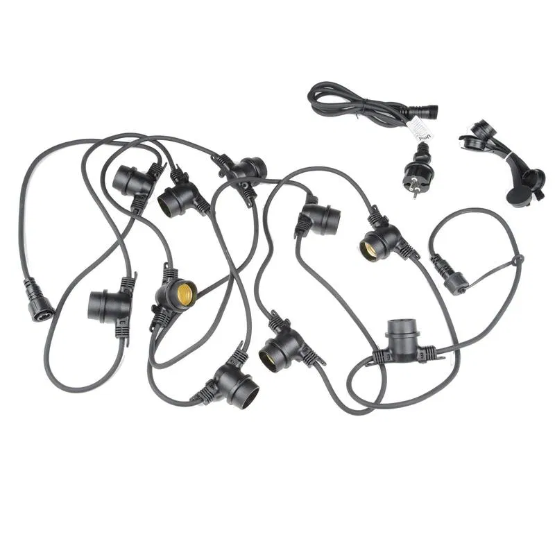 UDL-K121 10/E27/5M 5C IP65 BLACK BELT-LIGHT Belt-light 5m+1.5m power cord 10 E27 sockets 50cm step 5 black caps Uniel UL-00007150