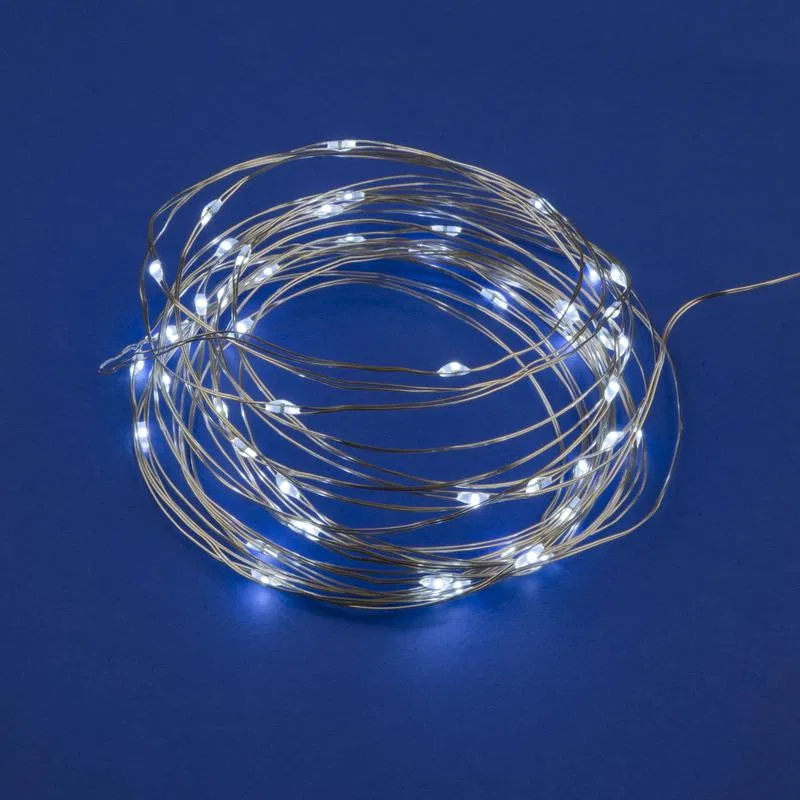 电池款 LED 灯串 ULD-S0500-050/SCB/2AA WHITE IP20 DEW 2AA (非户外) "Роса" 5m 50个灯珠 白光 铜线 Uniel UL-00007184