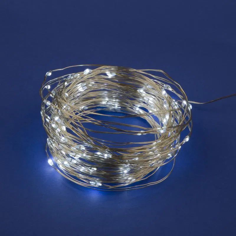 电池供电 LED 灯串 ULD-S1000-100/SCB/3AA WHITE IP20 DEW/ 3AA (非室内/室外) "Роса" 10m 100个二极管 白光 铜导线 Uniel UL-00007186