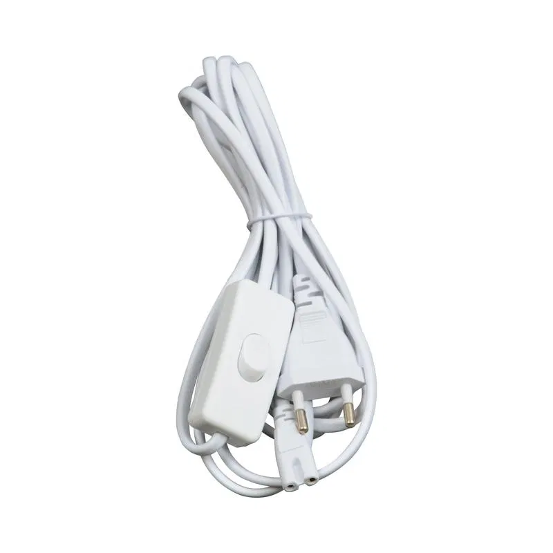 Cord UCX-PT2/L10-300/B WHITE 1 STICKER for connecting ULI-P luminaire to 220V network 300cm 2 contacts with power button white. Uniel UL-00009802