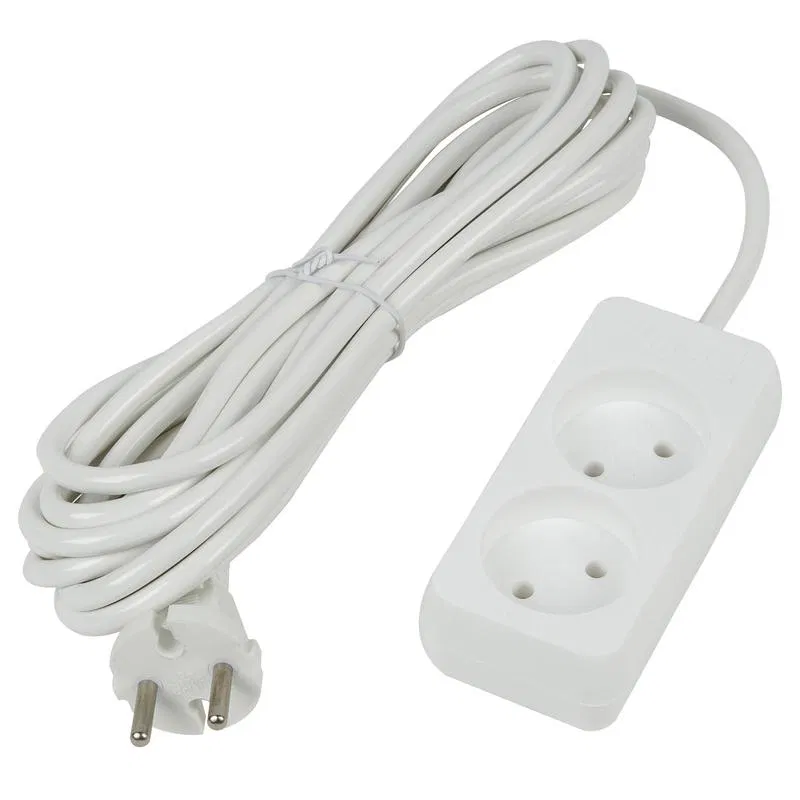 Extension cord 2x5m without grounding 10A Ultra S-CU2-5 WHITE white Uniel UL-00009978
