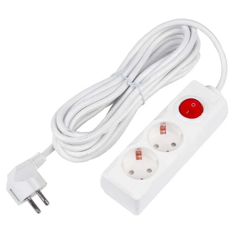 Extension cord 2x5m with grounding 16A Ultra S-GCU2-5B WHITE white Uniel UL-00010012