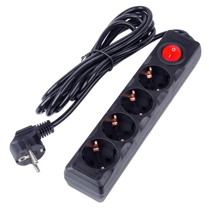 Extension cord 4x3m with ground 16A Ultra S-GCU4-3B BLACK black Uniel UL-00010023