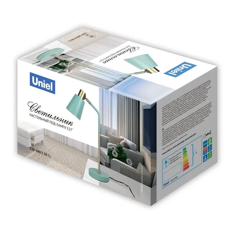 Светильник настольный UML-B700 E27 WHITE 60Вт цоколь Е27 механический выкл. бел. ТМ Uniel UL-00010153
