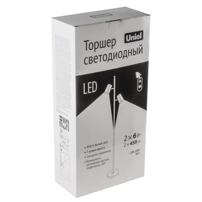 Floor lamp ULM-T600 2x6W/4500K/DIM BLACK LED 2x6W sensor switch dimmer black TM Uniel UL-00010174