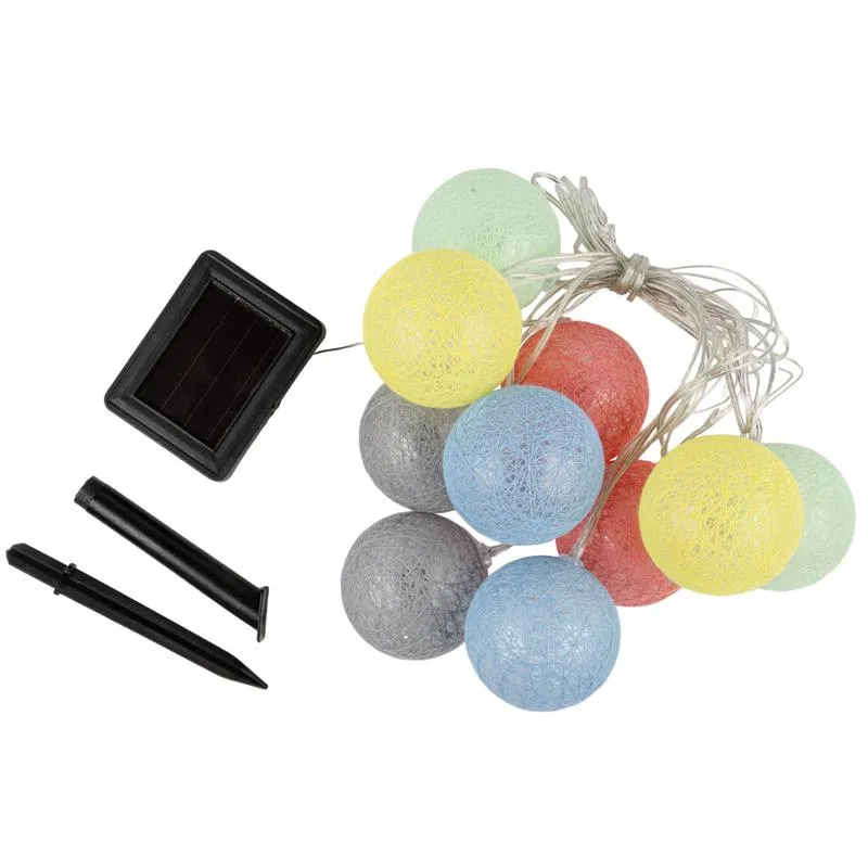 Garden garland "Cotton Balls" USL-S-139/PM2000 COTTON BALLS IP44 10 LEDs warm white light on solar panel 1xAA Ni-Mh battery included TM Uniel UL-00010436