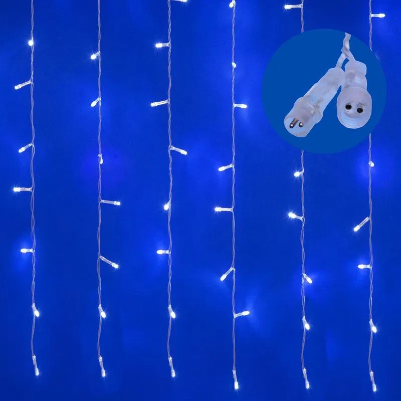 LED curtain garland. ULD-C3020-264/TTK WHITE IP44 with twinkling effect 3x2m 264 LEDs white light transparent wire Uniel UL-00010918