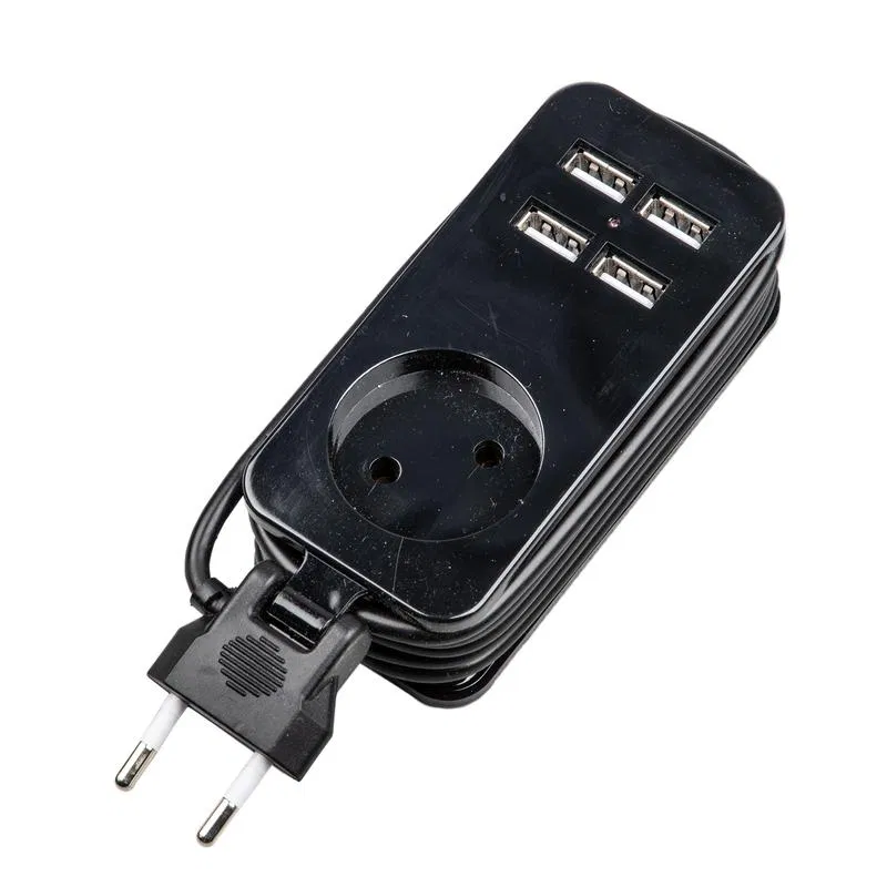延长线 1x15m 无接地 10A Travel S-CT1-15U BLACK 4USB (21A) 黑色 Uniel UL-00011133