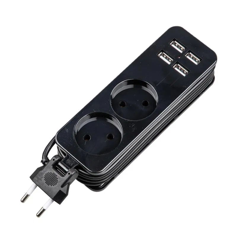 延长线 2x15m 无接地 10A Travel S-CT2-15U BLACK 2插座 4USB (21A) 黑色 Uniel UL-00011135