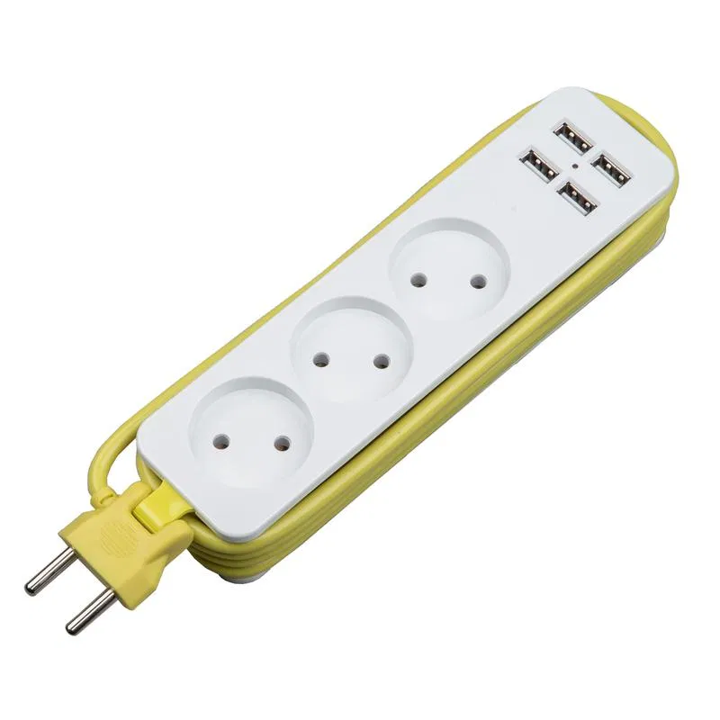 Extension cord 3x18m without grounding 10A Travel S-CT3-18U WHITE/GREEN 4USB (31A) white with salad Uniel UL-00011136