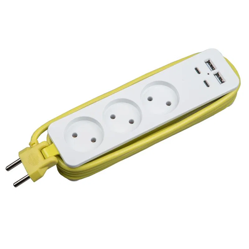 Extension cord 3x18m without grounding 10A Travel S-CT3-18UC WHITE/GREEN 2USB+2TYPE C (31A) white with salad Uniel UL-00011138