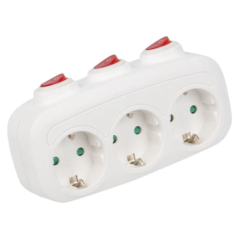 Network splitter with switch S-GES3-16OB WHITE with 3 sockets 16A 3500W white Uniel UL-00011239