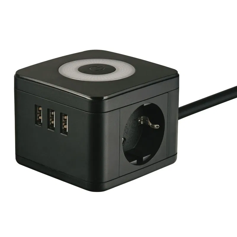 带接地 2x15m 插线板 16A Standard S-GCD2-15SBU BLACK 3 USB 黑色 Uniel UL-00011250