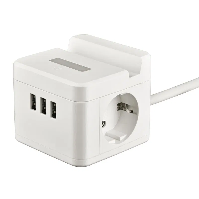 2x15m 接地延长线 16A Standard S-GCD2-15SBUH WHITE 3 USB 手机支架 白色 Uniel UL-00011251