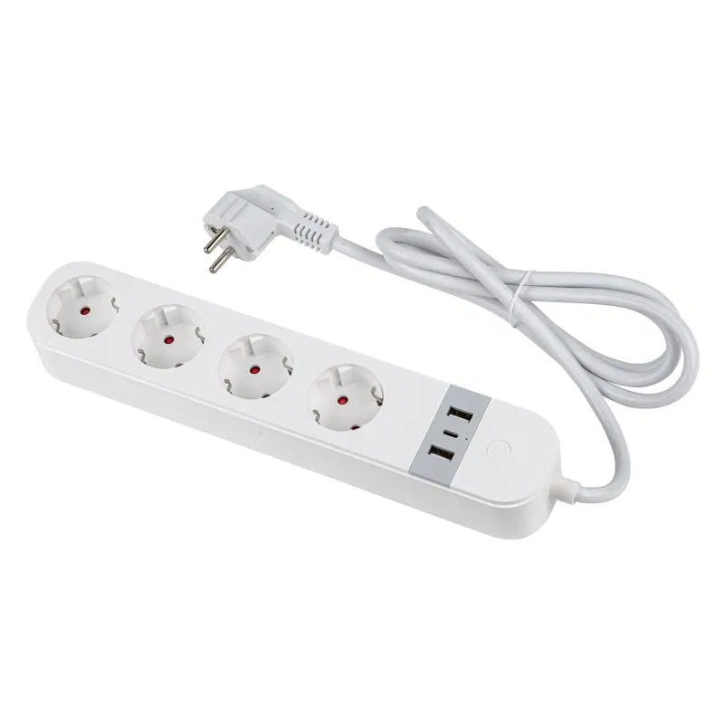 Фильтр сетевой умный Wi-Fi 1.8м (Пвс 3х1.5) 4 гнезда с заземл. 2USB + Type-C (5В 3А) 16А до 3680Вт голосовое управление + приложение UnielSmart Uniel UL-00011386