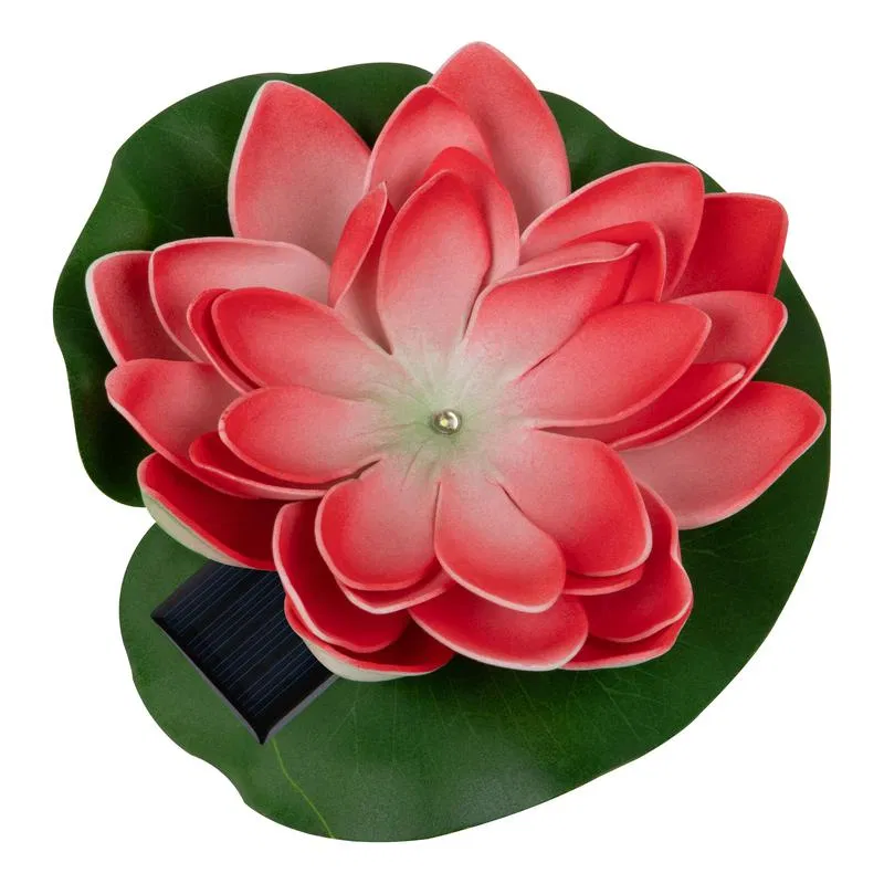 Garden lamp USL-S-826/PT060 RED WATERLILY IP44 solar powered "Red Waterlily" floating. 1 LED warm white light. Uniel UL-00011599