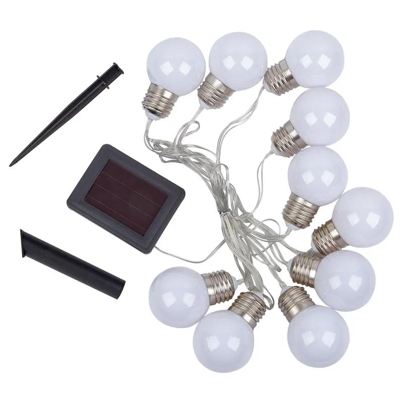 Garden garland "Matte bulbs" USL-S-126/PT1800 FROST BULBS IP44 10 LEDs warm white light on solar panel 1xAA Ni-Mh battery included TM Uniel UL-00012697
