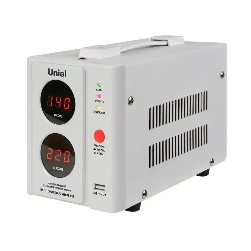 Стабилизатор напряжения для холодильников RS-1 1000Вт/RX/U WHITE REF 1000В.А USB разъем TM Uniel UL-00012789